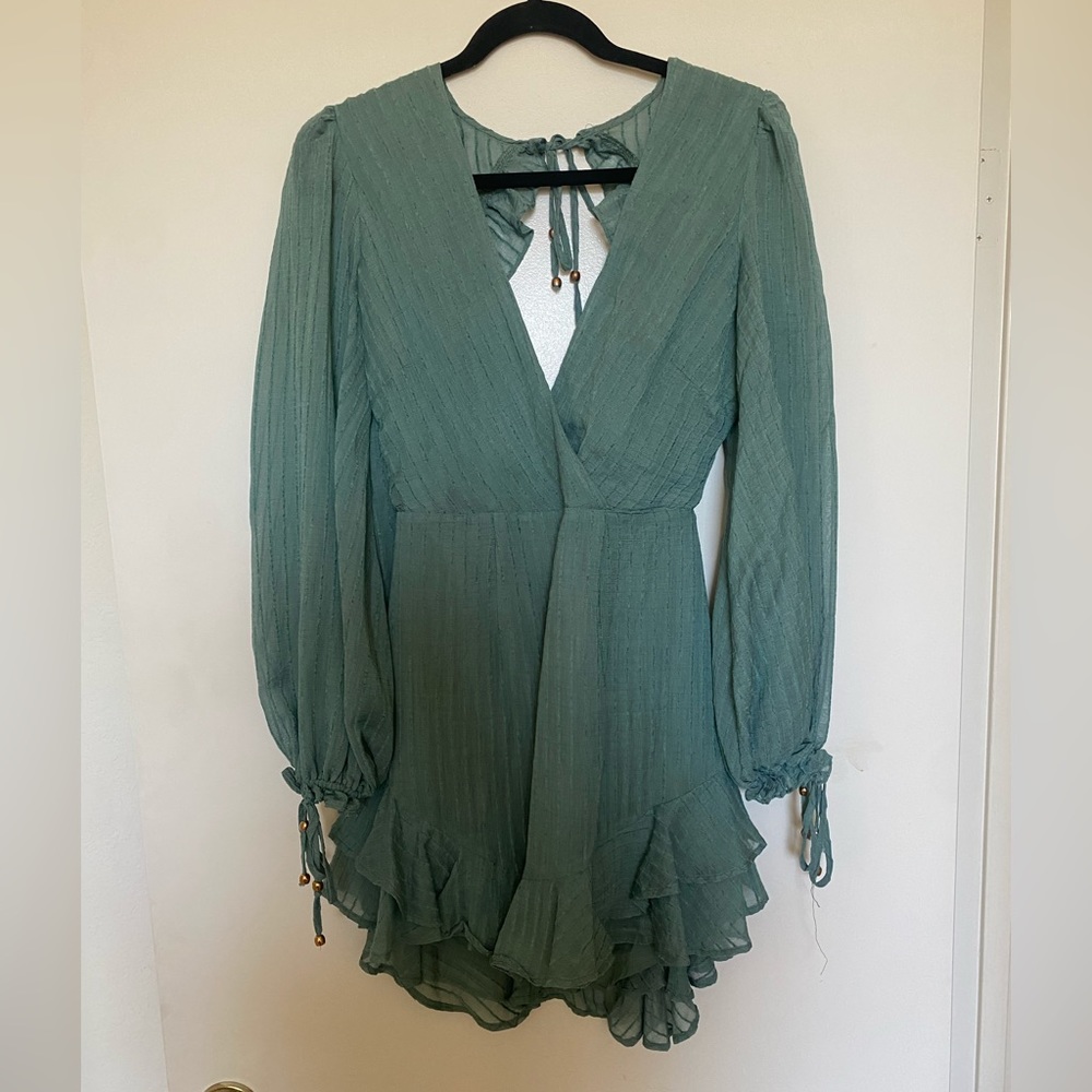 Hello Molly Green Long Sleeve Mini Dress